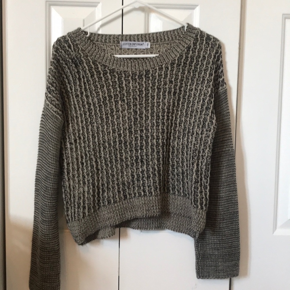 black and white cropped sweater